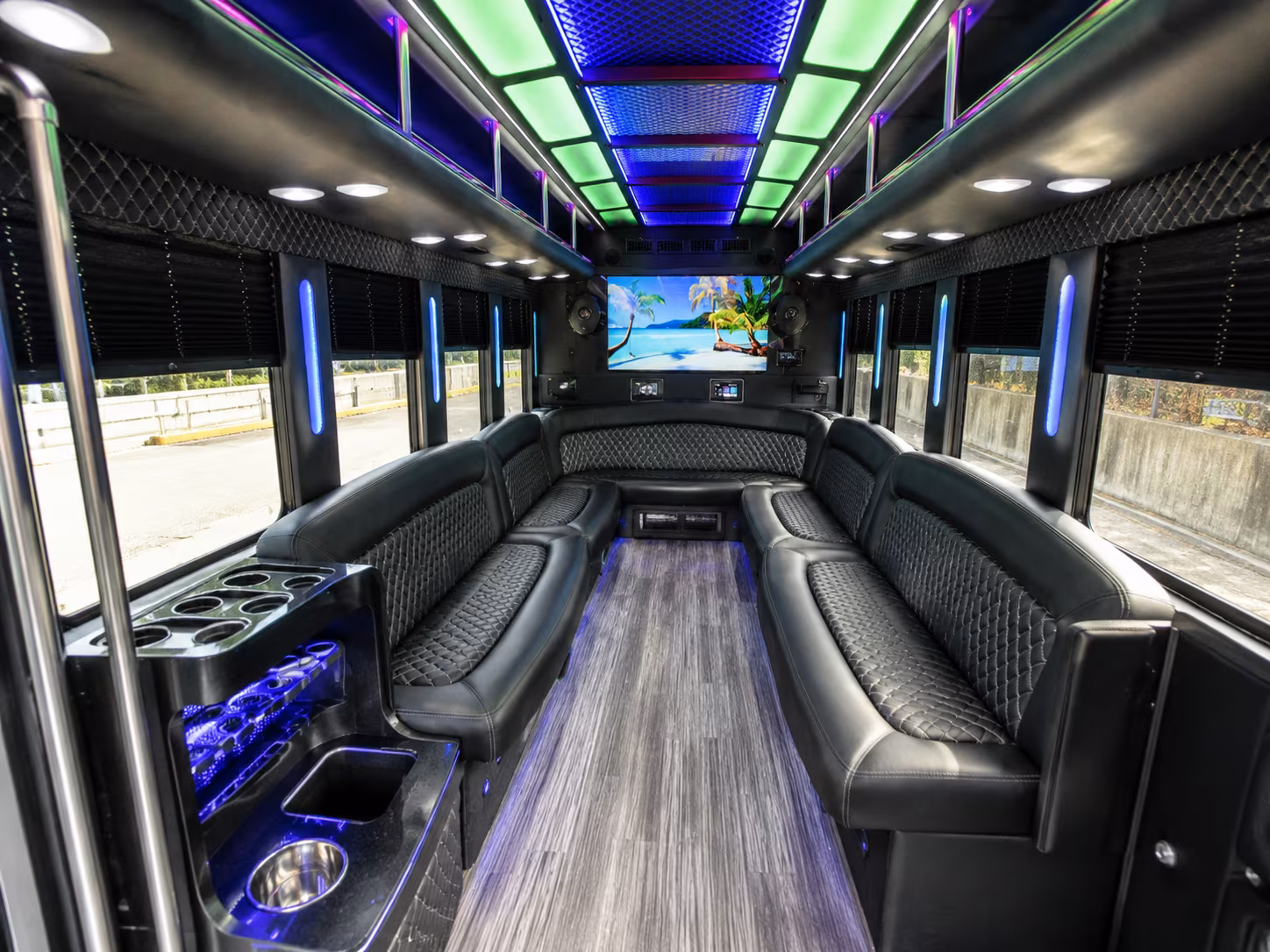 brooklyn 18 passenger party bus inside