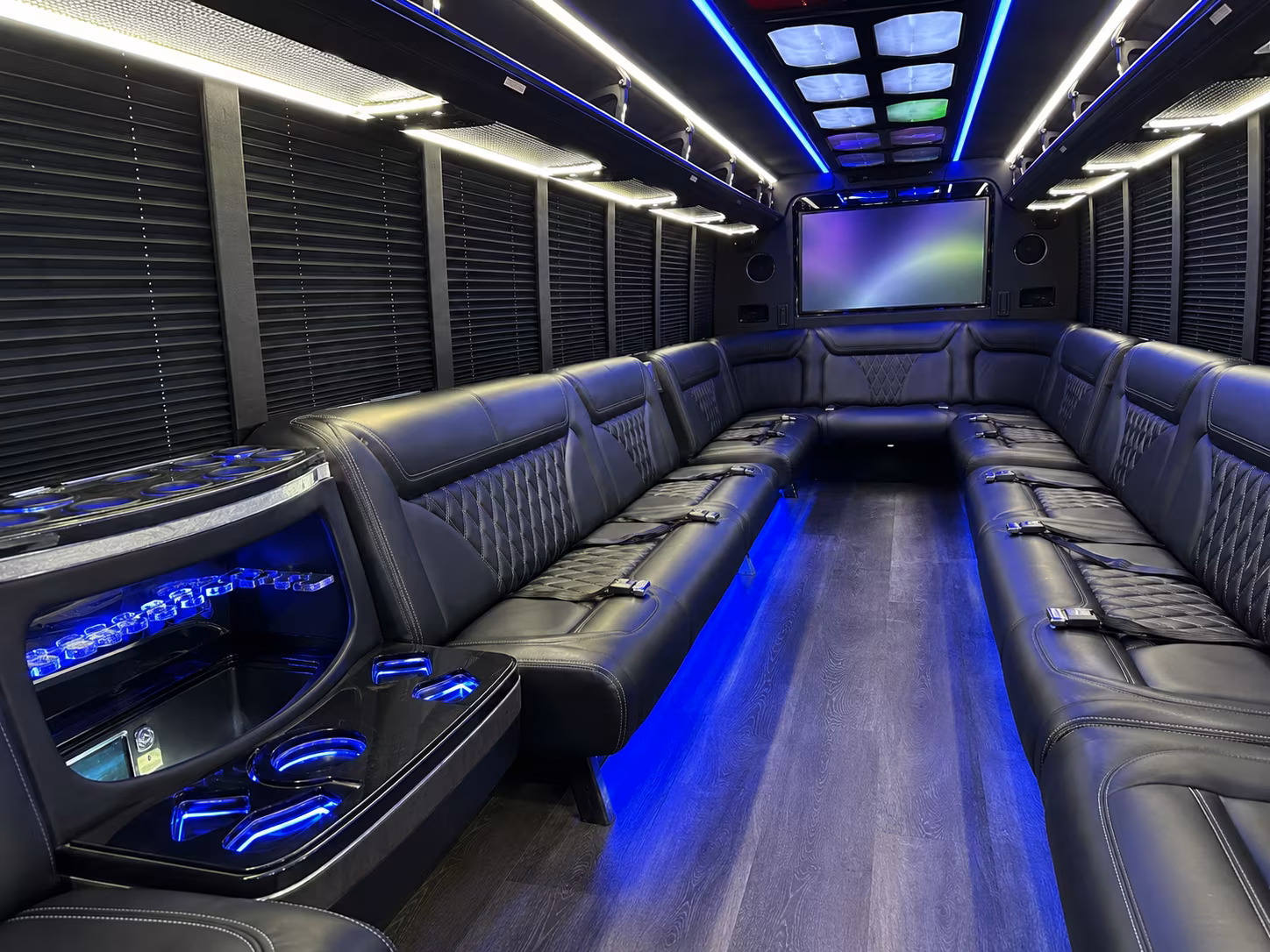 brooklyn 20 passenger party bus inside