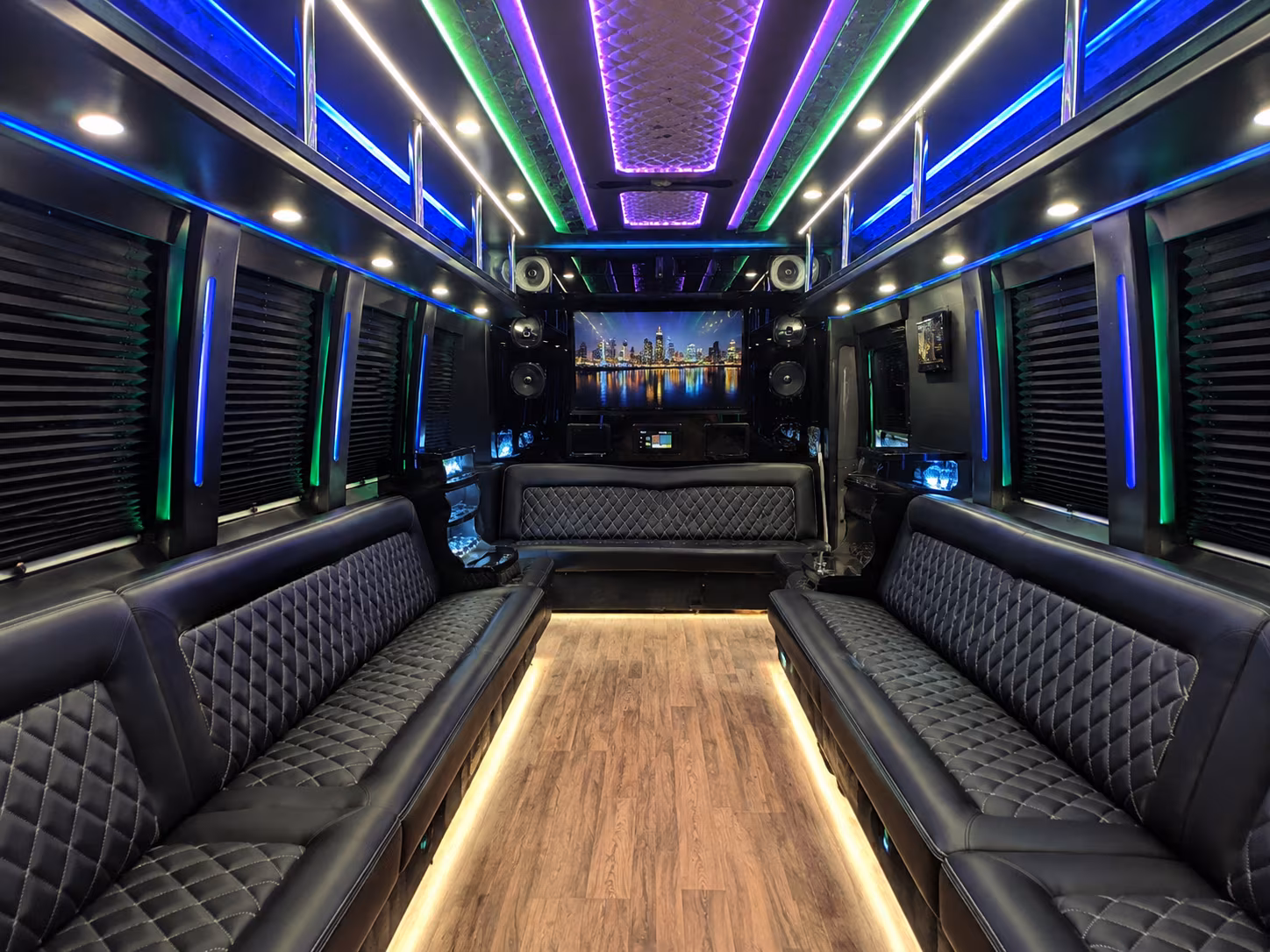 brooklyn 25 passenger party bus interior