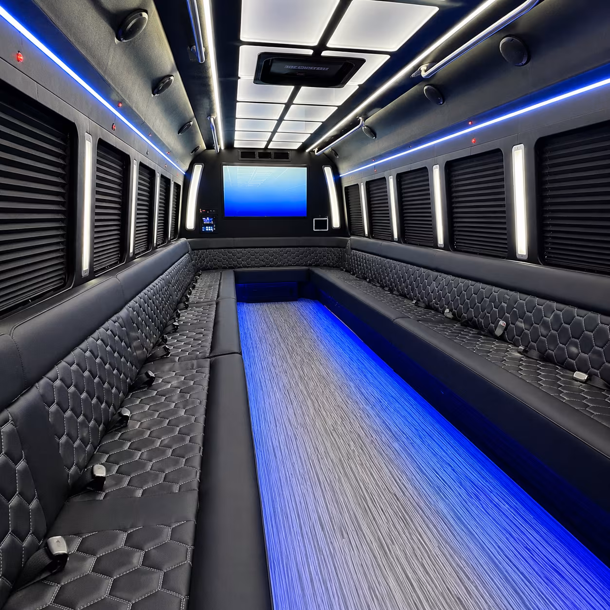 brooklyn 50 passenger party bus inside